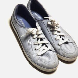 Keds Women's Center II Chambray Stripe Light Blue Shoes Size 8.5